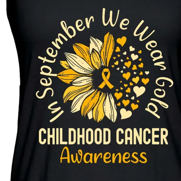 Childhood Cancer Awareness Shirts In September We Wear Gold Ladies Essential Flowy Tank