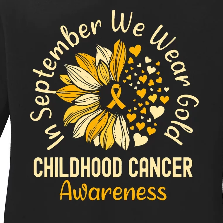 Childhood Cancer Awareness Shirts In September We Wear Gold Ladies Long Sleeve Shirt