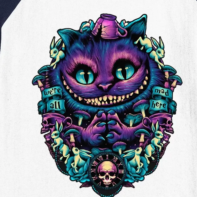 Cheshire Cat Alice In Wonderland Graphic Baseball Sleeve Shirt