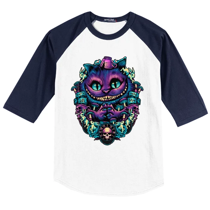 Cheshire Cat Alice In Wonderland Graphic Baseball Sleeve Shirt