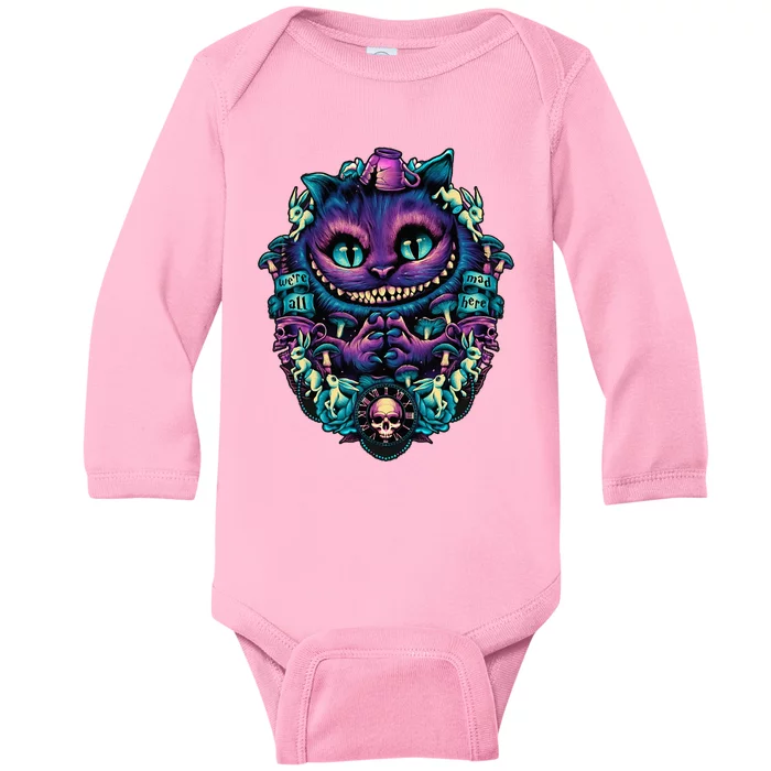 Cheshire Cat Alice In Wonderland Graphic Baby Long Sleeve Bodysuit