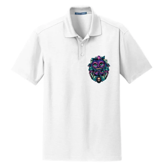 Cheshire Cat Alice In Wonderland Graphic Dry Zone Grid Performance Polo