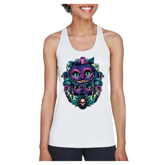 Cheshire Cat Alice In Wonderland Graphic Women's Racerback Tank