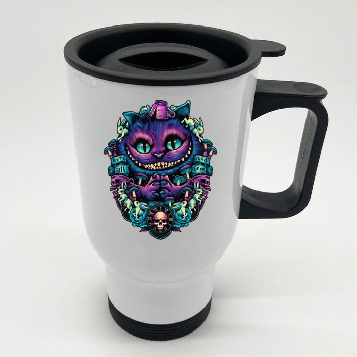 Cheshire Cat Alice In Wonderland Graphic Front & Back Stainless Steel Travel Mug