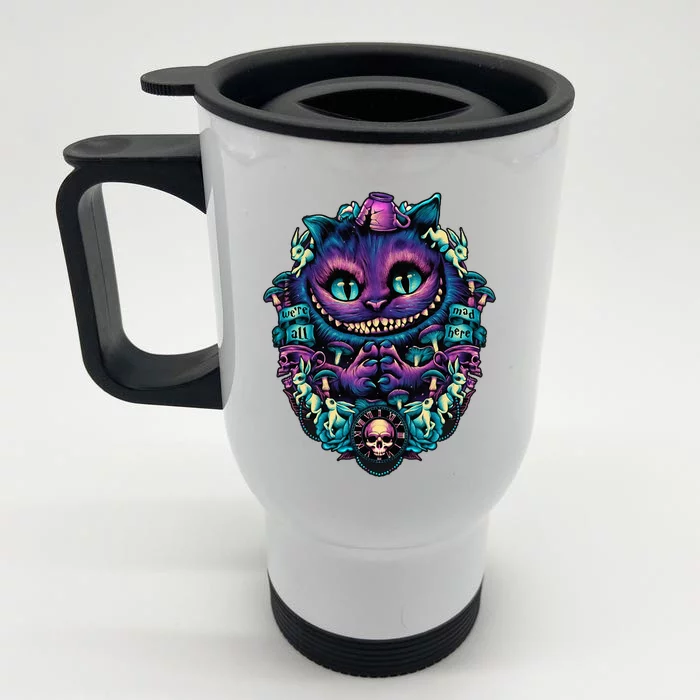 Cheshire Cat Alice In Wonderland Graphic Front & Back Stainless Steel Travel Mug