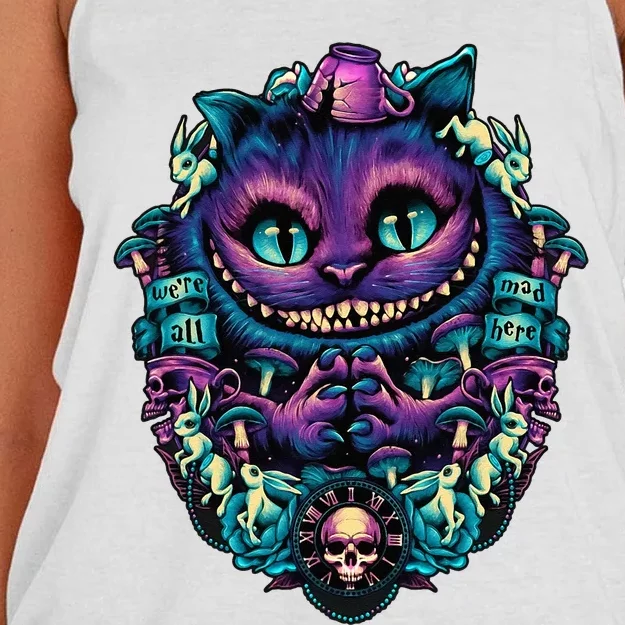 Cheshire Cat Alice In Wonderland Graphic Women's Knotted Racerback Tank