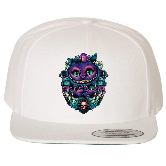 Cheshire Cat Alice In Wonderland Graphic Wool Snapback Cap