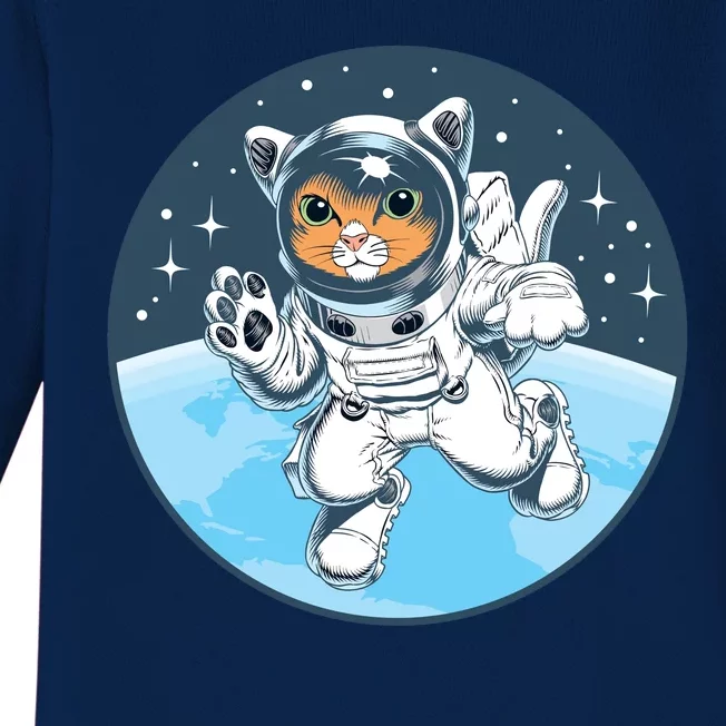 Cute Cat Astronaut Baby Long Sleeve Bodysuit