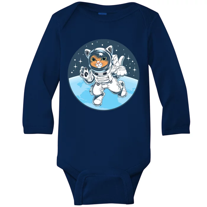 Cute Cat Astronaut Baby Long Sleeve Bodysuit