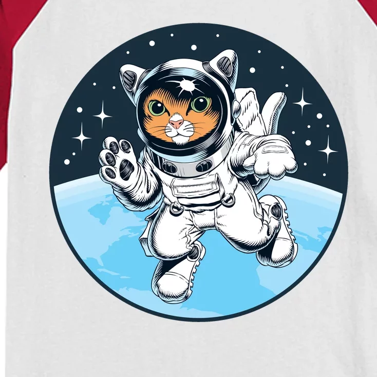 Cute Cat Astronaut Kids Colorblock Raglan Jersey