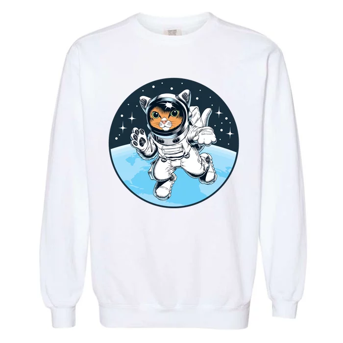 Cute Cat Astronaut Garment-Dyed Sweatshirt