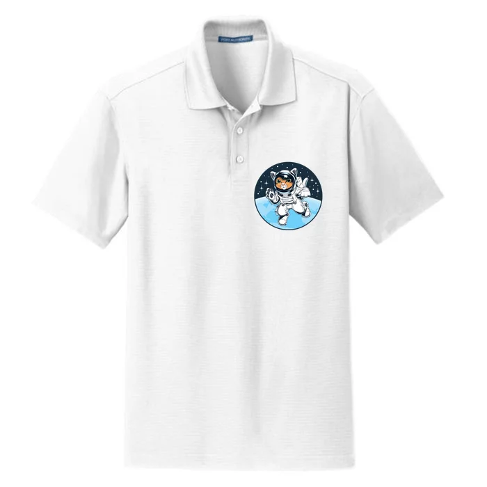 Cute Cat Astronaut Dry Zone Grid Performance Polo