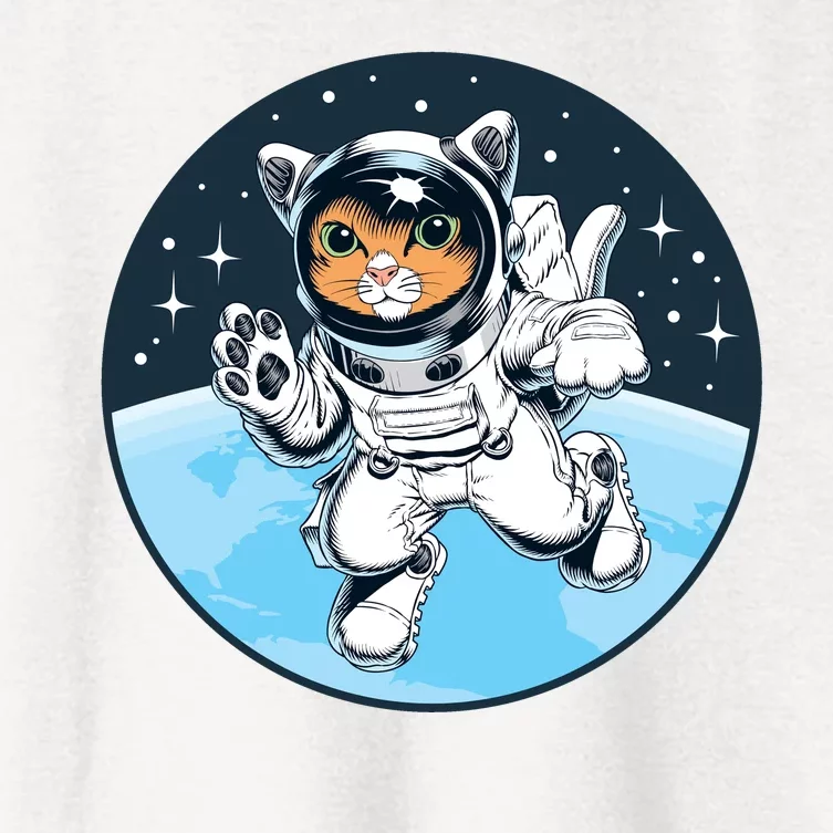 Cute Cat Astronaut Women's Crop Top Tee