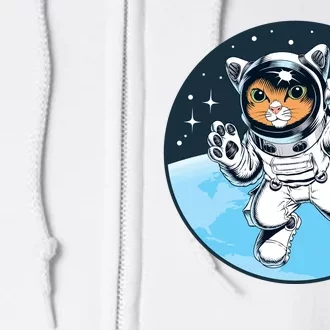 Cute Cat Astronaut Full Zip Hoodie