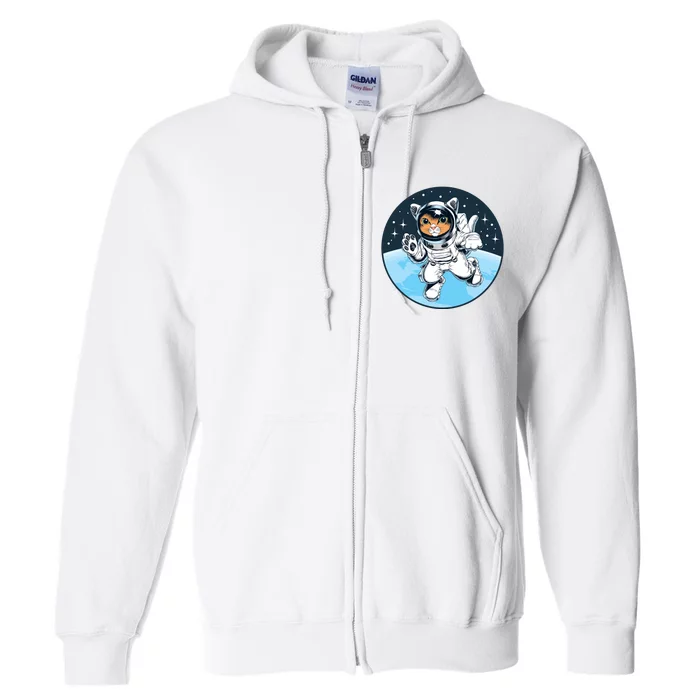 Cute Cat Astronaut Full Zip Hoodie