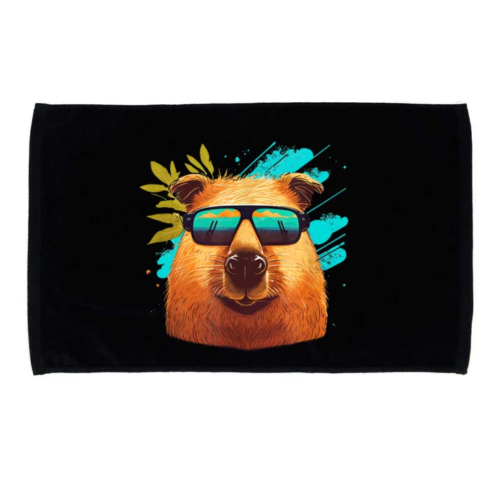 Capybara Cute and funny Capybara Cool Sunglasses Microfiber Hand Towel