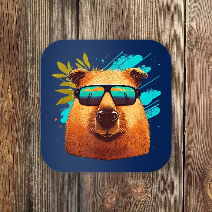 Capybara Cute and funny Capybara Cool Sunglasses Coaster