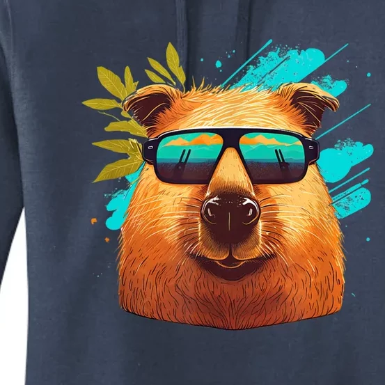 Capybara Cute and funny Capybara Cool Sunglasses Women's Pullover Hoodie