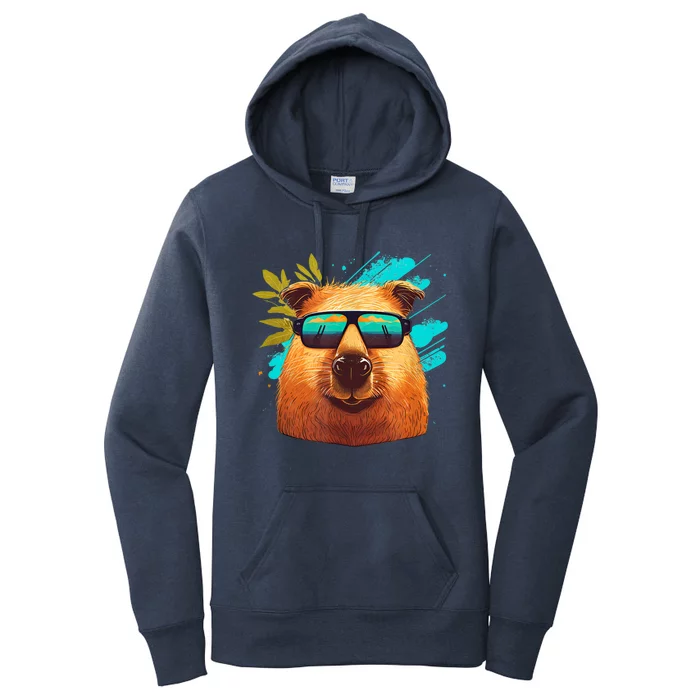 Capybara Cute and funny Capybara Cool Sunglasses Women's Pullover Hoodie