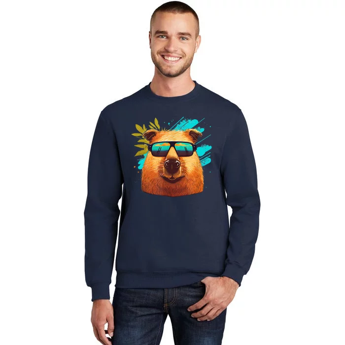 Capybara Cute and funny Capybara Cool Sunglasses Tall Sweatshirt