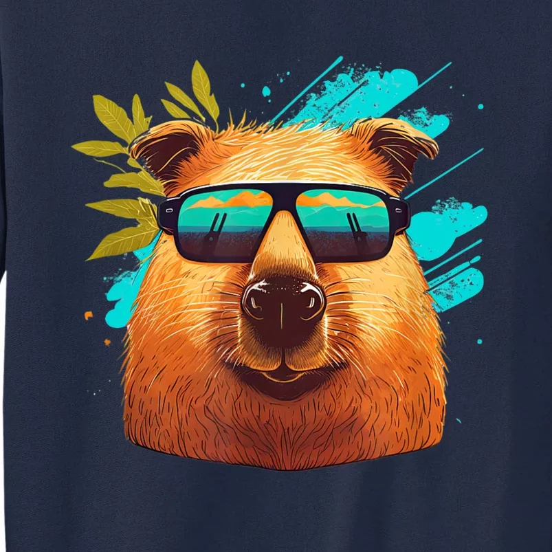 Capybara Cute and funny Capybara Cool Sunglasses Tall Sweatshirt