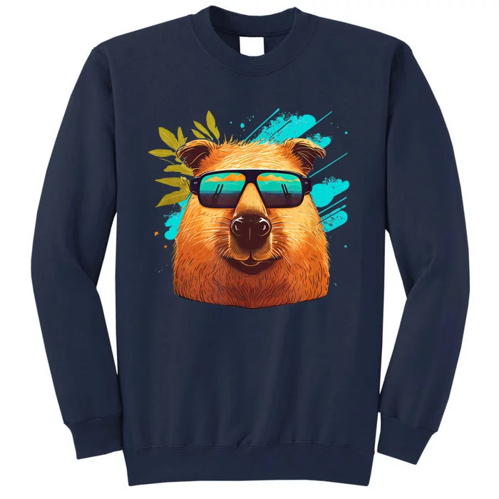 Capybara Cute and funny Capybara Cool Sunglasses Tall Sweatshirt