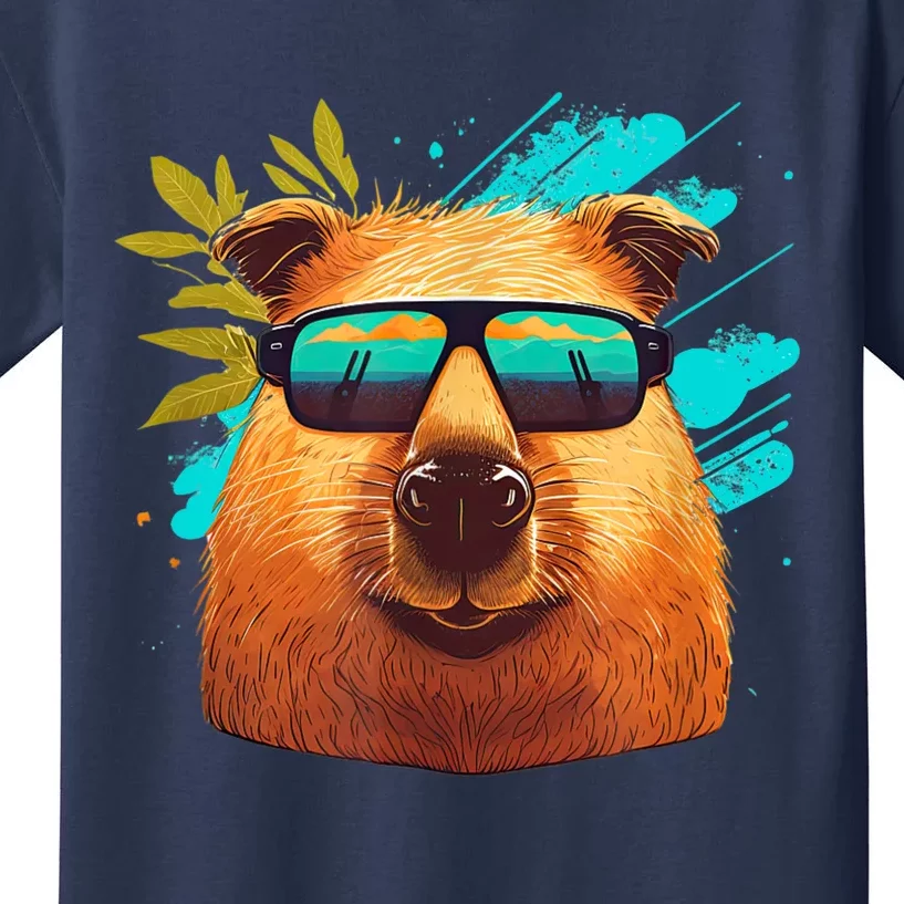 Capybara Cute and funny Capybara Cool Sunglasses Kids T-Shirt