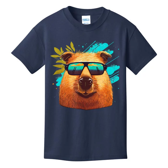 Capybara Cute and funny Capybara Cool Sunglasses Kids T-Shirt