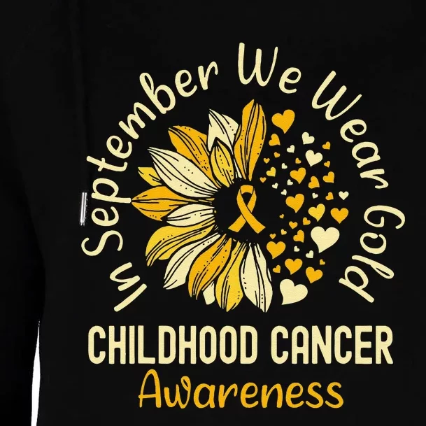 Childhood Cancer Awareness Shirts In September We Wear Gold Gift Womens Funnel Neck Pullover Hood