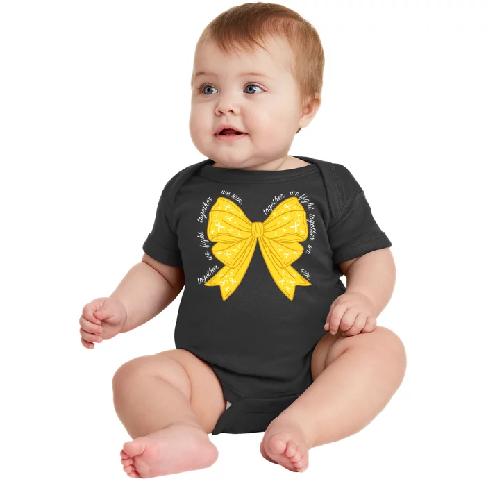 Childhood Cancer Awareness Coquette Bow Gold Ribbon Baby Bodysuit