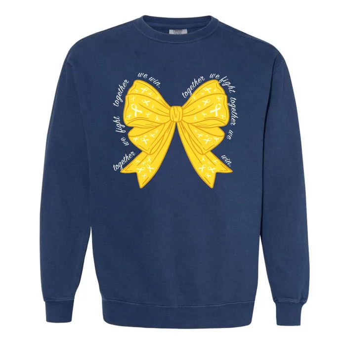 Childhood Cancer Awareness Coquette Bow Gold Ribbon Garment-Dyed Sweatshirt