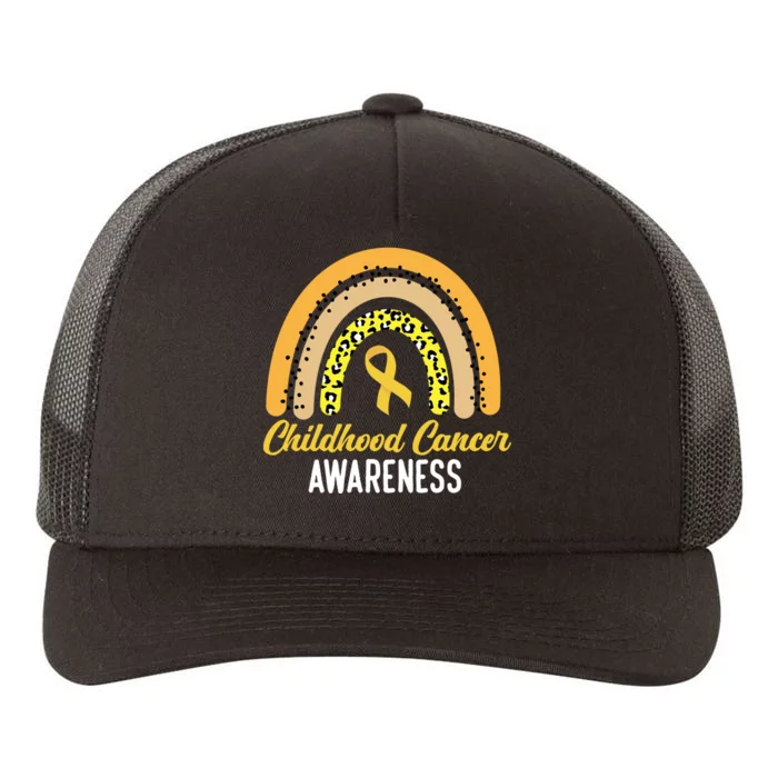 Childhood Cancer Awareness Rainbow Gold Ribbon Yupoong Adult 5-Panel Trucker Hat