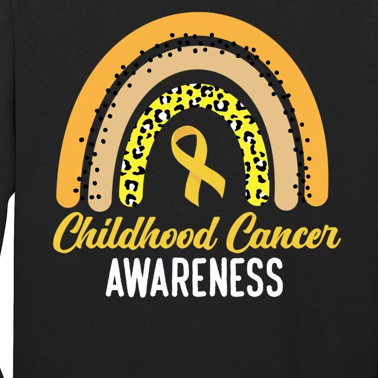 Childhood Cancer Awareness Rainbow Gold Ribbon Long Sleeve Shirt