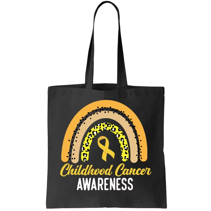 Childhood Cancer Awareness Rainbow Gold Ribbon Tote Bag