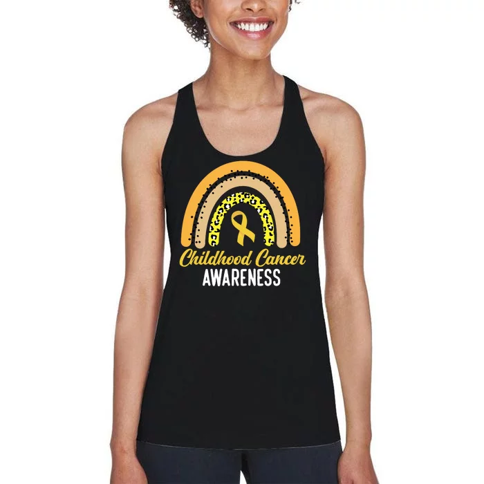 Childhood Cancer Awareness Rainbow Gold Ribbon Women's Racerback Tank