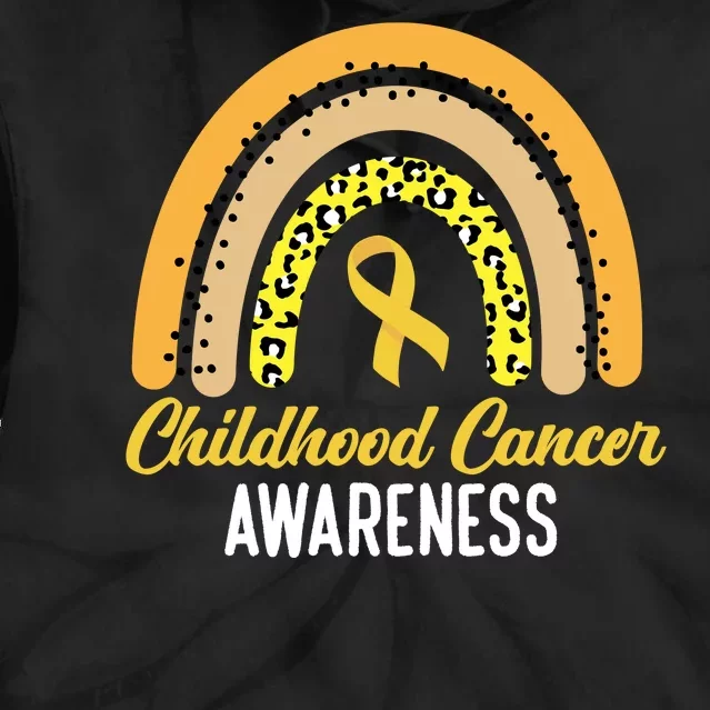 Childhood Cancer Awareness Rainbow Gold Ribbon Tie Dye Hoodie