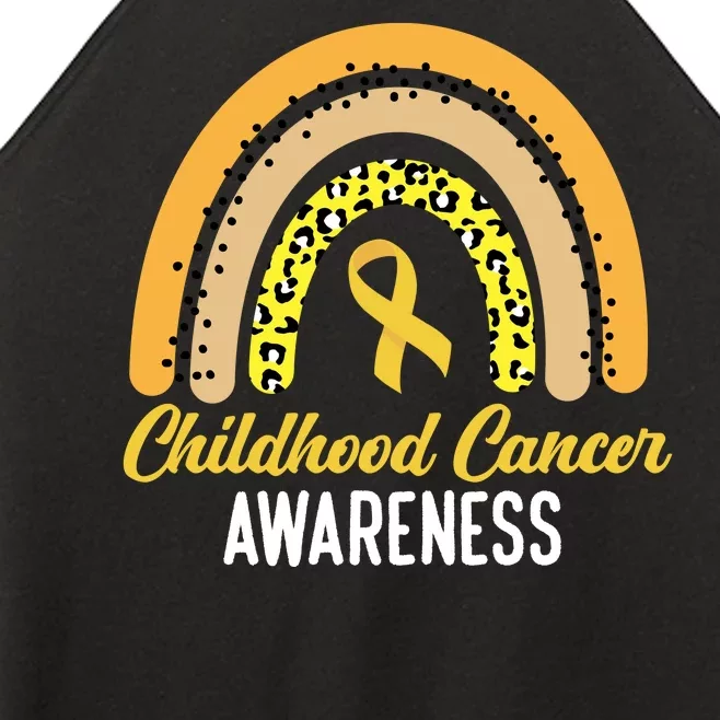 Childhood Cancer Awareness Rainbow Gold Ribbon Women’s Perfect Tri Rocker Tank