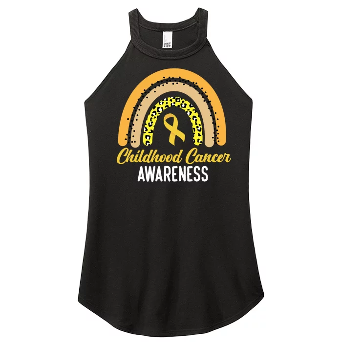 Childhood Cancer Awareness Rainbow Gold Ribbon Women’s Perfect Tri Rocker Tank