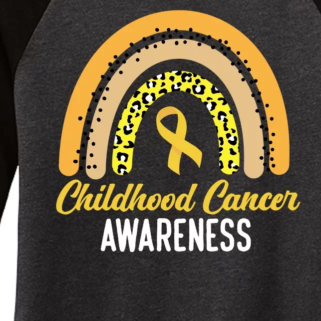 Childhood Cancer Awareness Rainbow Gold Ribbon Women's Tri-Blend 3/4-Sleeve Raglan Shirt