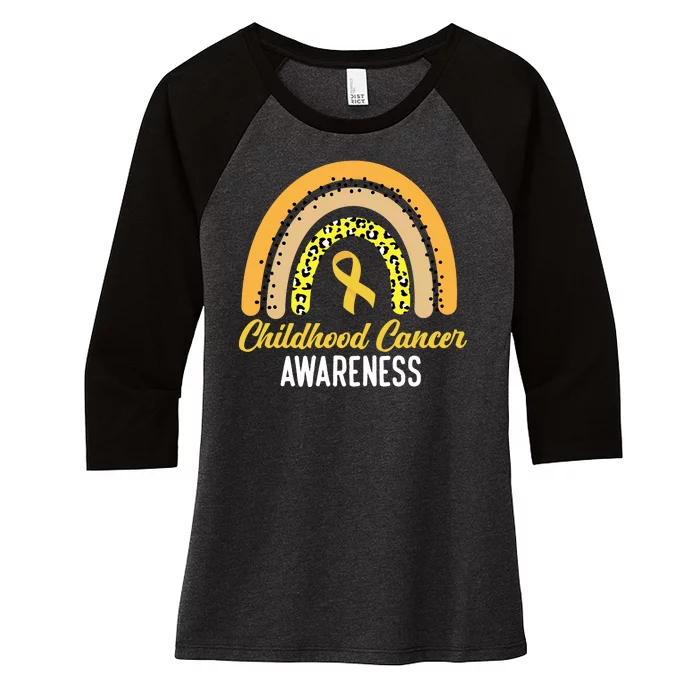 Childhood Cancer Awareness Rainbow Gold Ribbon Women's Tri-Blend 3/4-Sleeve Raglan Shirt