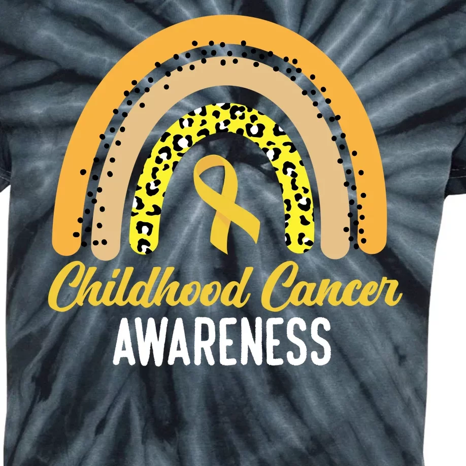 Childhood Cancer Awareness Rainbow Gold Ribbon Kids Tie-Dye T-Shirt