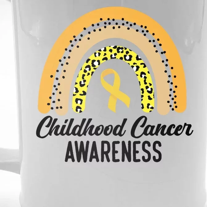 Childhood Cancer Awareness Rainbow Gold Ribbon Front & Back Beer Stein