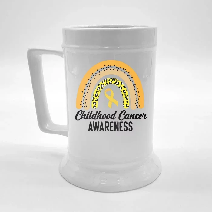 Childhood Cancer Awareness Rainbow Gold Ribbon Front & Back Beer Stein