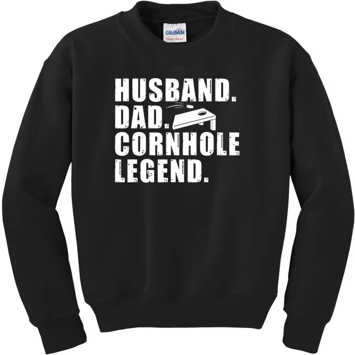 Cool Cornhole Art For Men Husband Dad Corn Hole Legend Sport Kids Sweatshirt