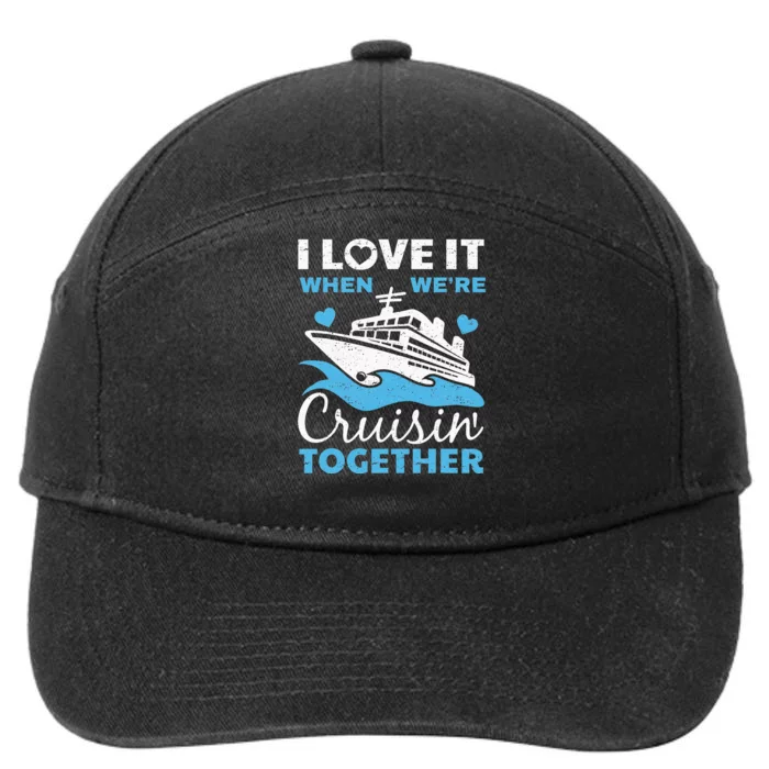 Cool Cruise Art Cruise Ship Couple Family Vacation 7-Panel Snapback Hat