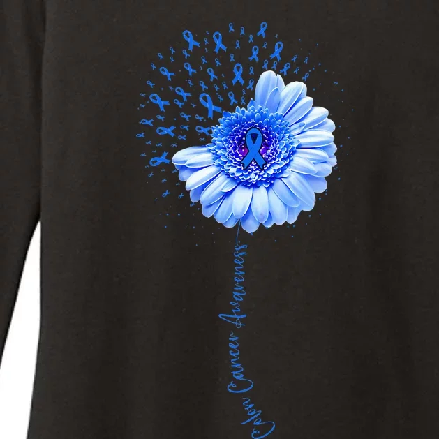 Colon Cancer Awareness Flower Survivor Fighter Womens CVC Long Sleeve Shirt