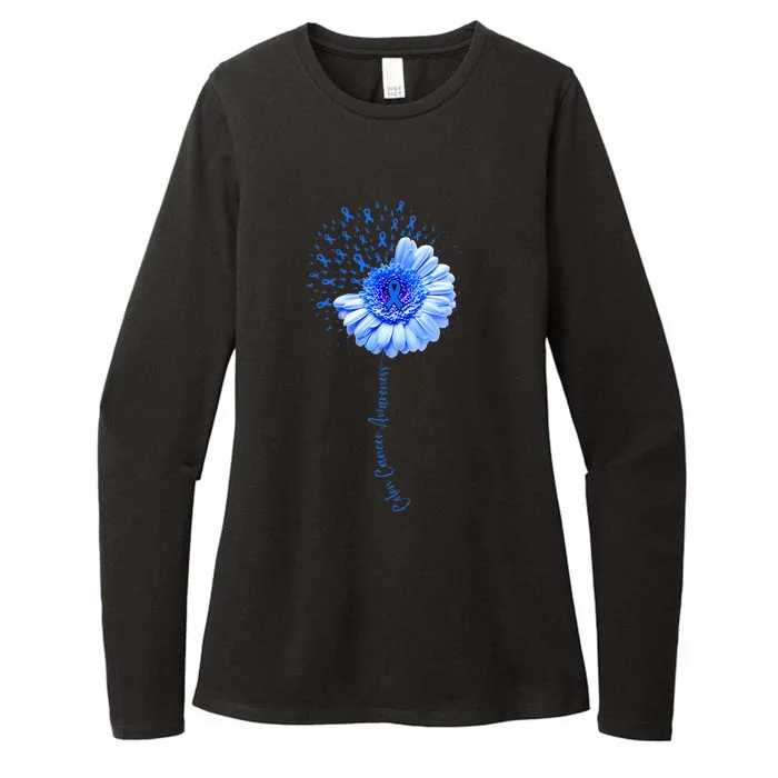 Colon Cancer Awareness Flower Survivor Fighter Womens CVC Long Sleeve Shirt