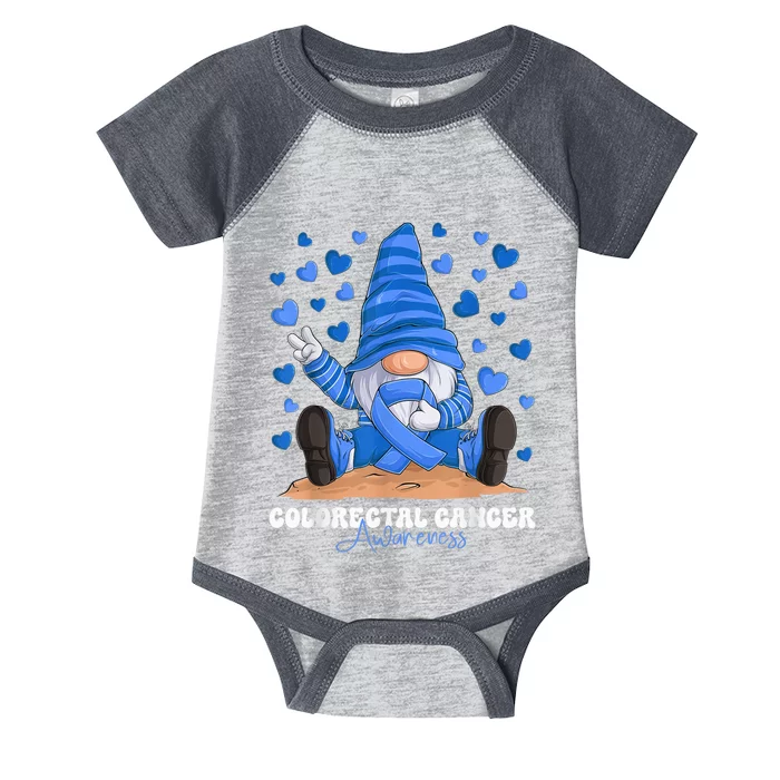 Colorectal Cancer Awareness Month Blue Ribbon Gnome Infant Baby Jersey Bodysuit