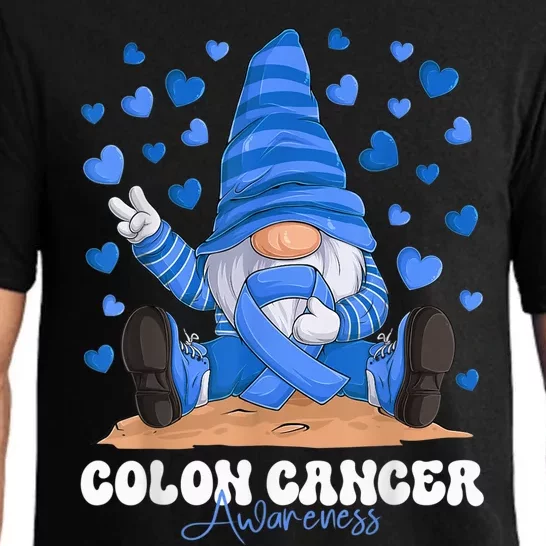 Colon Cancer Awareness Month Blue Ribbon Gnome Pajama Set