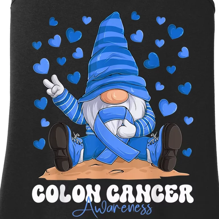 Colon Cancer Awareness Month Blue Ribbon Gnome Ladies Essential Tank